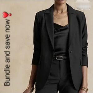 NWT Banana Republic Factory Black Sculpted Suit Blazer in Black Size 8